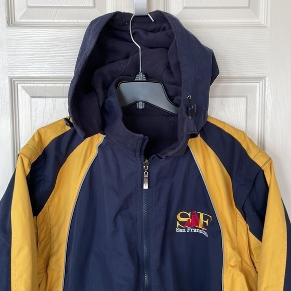 Vintage Gogo Sports San Francisco Navy & Gold Hooded Jacket Convertible Vest - Picture 2 of 8